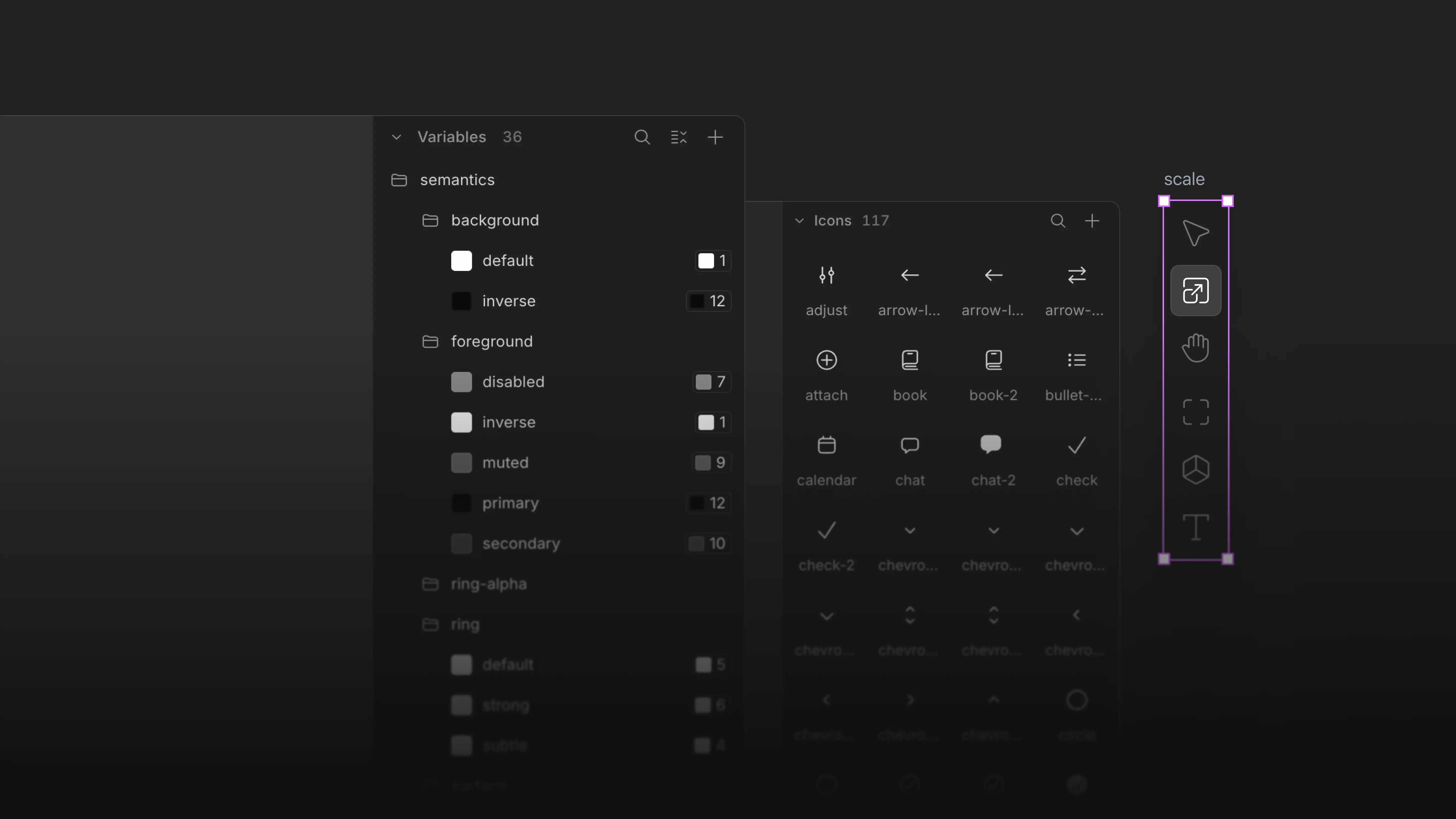 The Variables panel and a file's icon library in Wonder