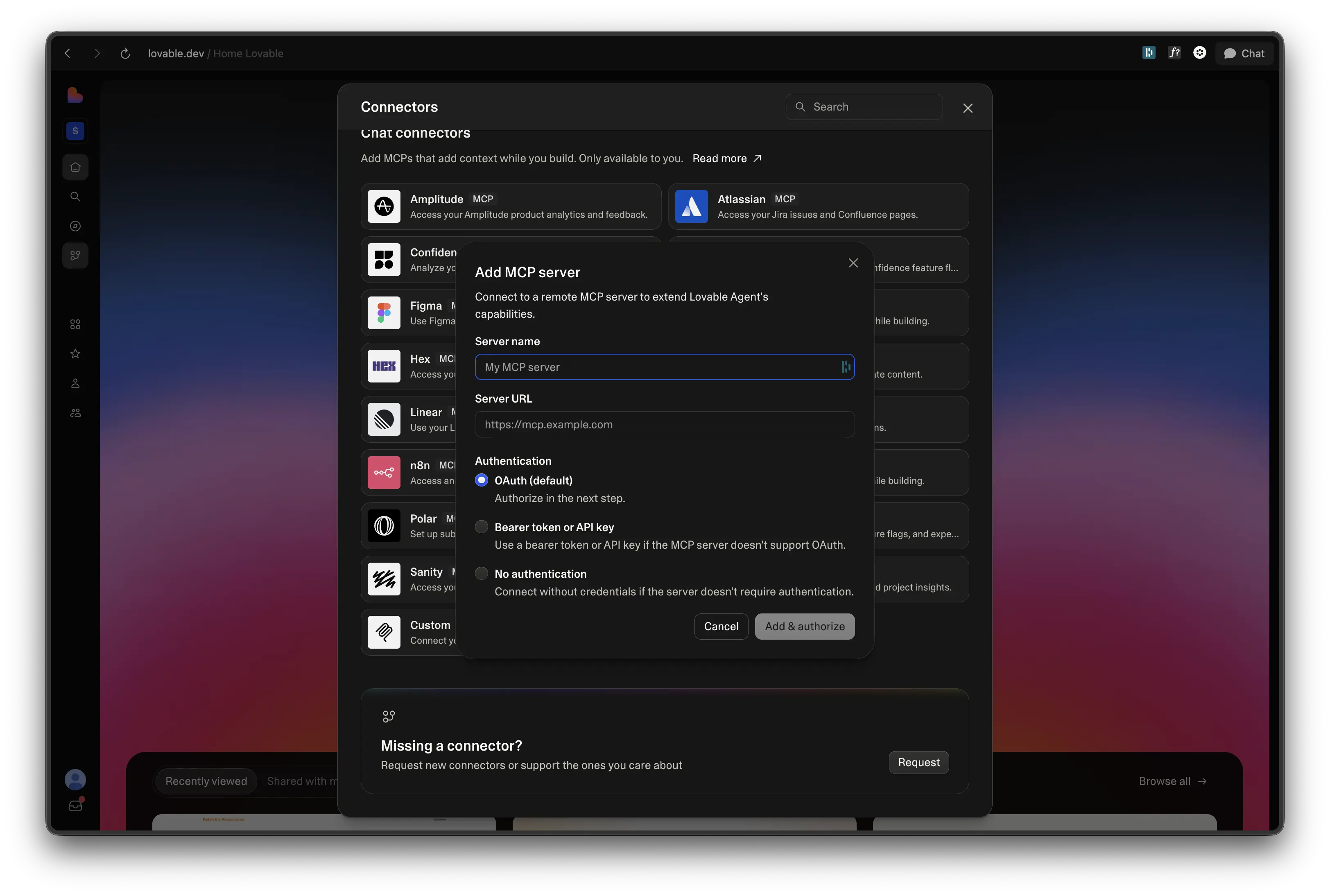 Add custom MCP to Lovable